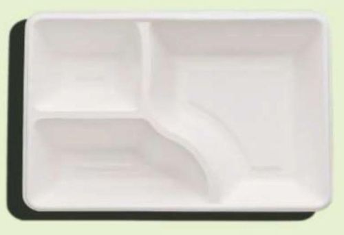 3 CP Bagasse Meal Tray, For Homes, Hotels, Restaurants, Banquet, Feature : 100% Recycled Material