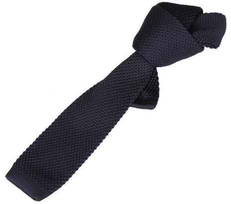 Plain Knitted Tie, Color : Navy Blue