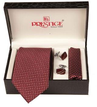 Maroon Tie Gift Set, Pattern : Dotted