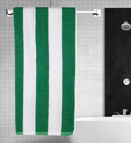 Rekhas Premium Green White Cabana Cotton Stripe Unisex Bath Towel