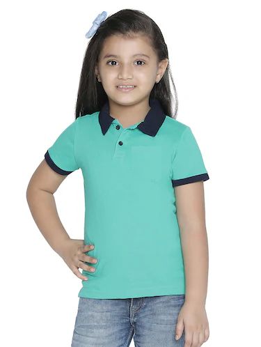 Plain Girls Collar T-Shirts, Packaging Type : Poly Bag