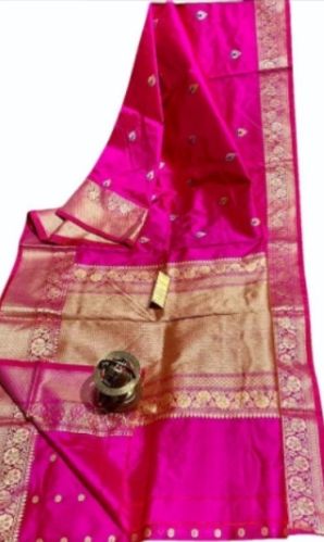 Pink Laides Party Wear Silk Saree, Saree Length : 6.3 M (with Blouse Piece)