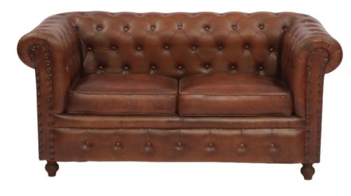 Plain Leather 2 Setter Sofa