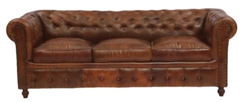 Plain Leather 3 Setter Sofa