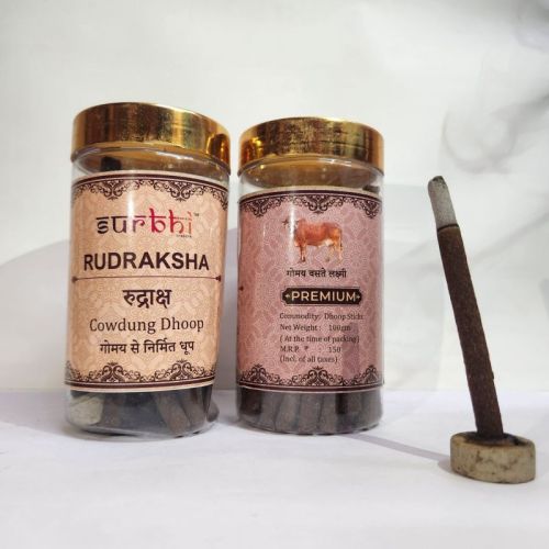 Brown Subhri Rudraksha Cow Dung Dhoop Sticks, For Temples, Religious, Pooja, Packaging Type : Box