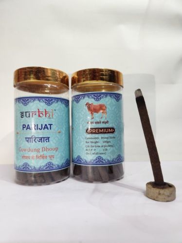 Brown Surbhi Parijat Cow Dung Dhoop Sticks, For Temples, Religious, Pooja, Packaging Type : Box