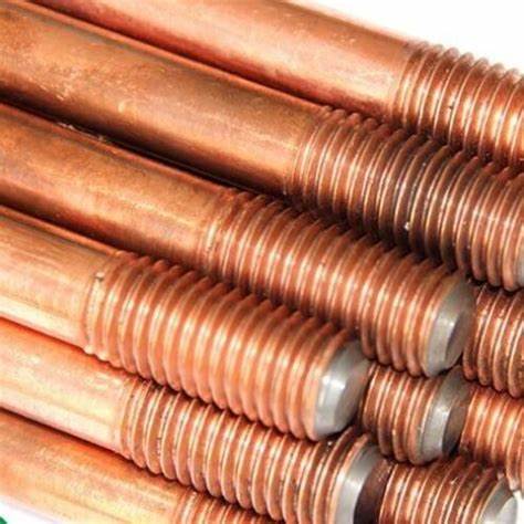 Brown Round Copper Earthing Bars, For Industrial, Length : 12 FT