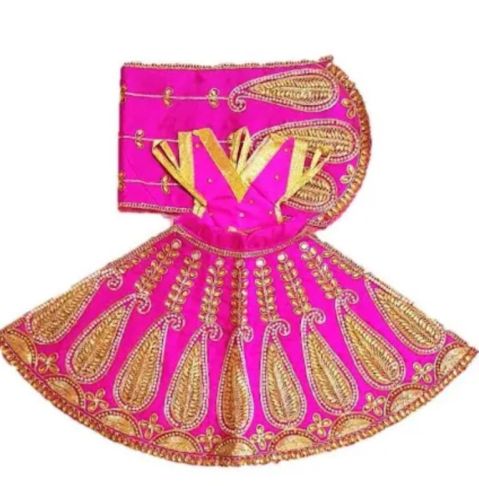 Embroidery Work Pink Mata Rani Dress, For Temple