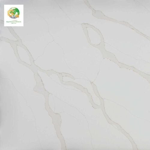 Polished 93% Natural Quartz Plain Calacatta Telesto LQ-27 Countertops, Size : 1220x2440mm