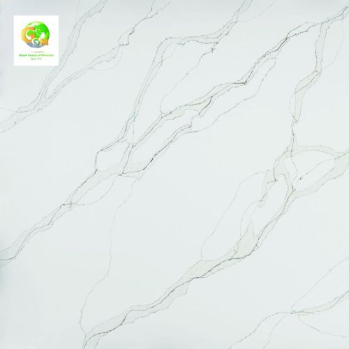 Plain Polished Natural Quartz Calacatta Tranquility LQ-12 Countertops, Certification : ISO 9001:2008 Certified