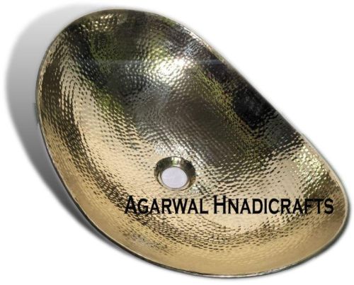 Oval Boat Style Designer Brass Sink, For Bathroom Use, Feature : Durable, High Quality, Shiny Look