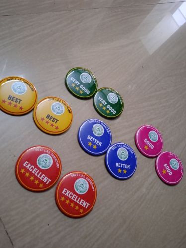 Multicolor Round Printed Plastic Button Badge, For Garments, Size : 3inch