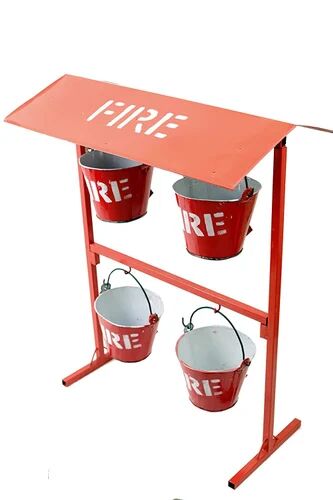 Red Plain Polished Mild Steel Fire Sand Bucket, For Industrial