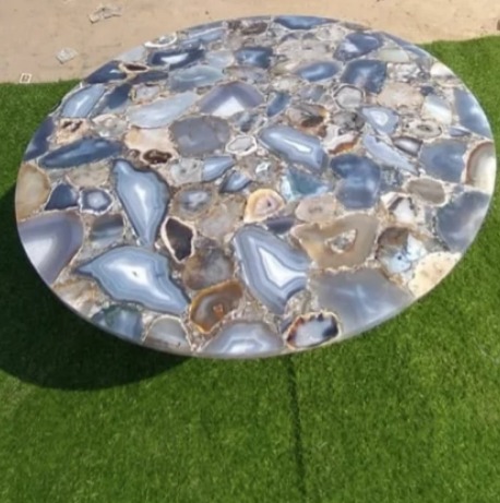 Round Agate Coffee Table Top, For Restaurants, Hotel, Canteen, Color : Mulit Colour