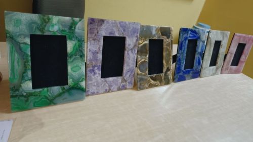 Mulit Colour Rectangular Polished Fancy Agate Photo Frame, For Wedding Gallery, Home Purpose, Shopping Malls