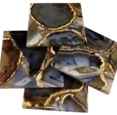 Polished Square Agate Coaster, For Decoration Use, Size : All Sizes