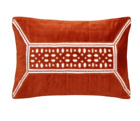 Cotton Applique Embroidered Orange Rectangle Cushion Cover 35*53 cm