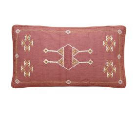 Rectangular Hand Embroidered Dark Pink Cushion Cover, For Sofa, Bed, Chairs, Size : 40*60 Cm