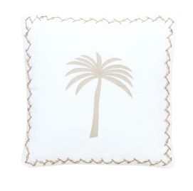 Square Hand Embroidered White Cushion Cover, For Sofa, Bed, Chairs, Size : 55*55 Cm