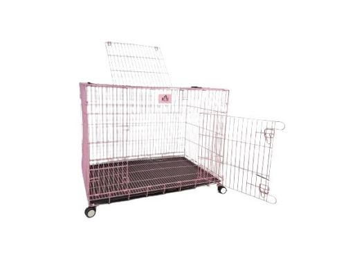 30 Inch Pink Double Door Dog Cage