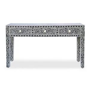 Rectangular Black Elegant Bone Inlay Console Table, Feature : Waterproof, Stylish Look, Stocked, Shiney