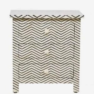 Black Zigzag Classic Bone Inlay Bedside Drawer