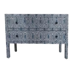 Bone Inlay Modern Blue Chest Of Drawer
