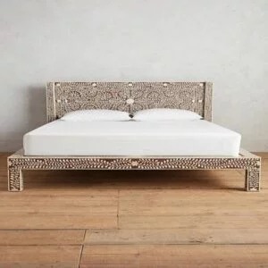 Rectangular Brown Bone Inlay Collin Bed, Feature : Durable, Eco-Friendly, Fine Finished, Shiney, Stocked