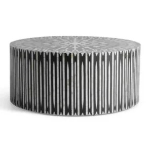 Round Bone Inlay Black Coffee Table, Feature : Water Proof, Unique Design, Stain Resistance, Shiny Looks