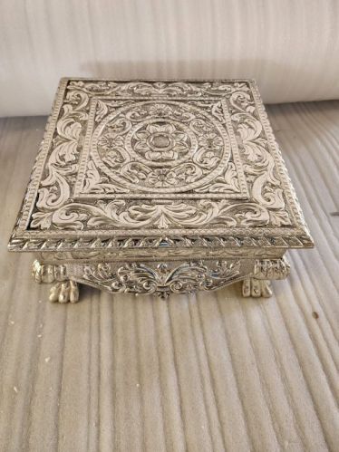 Rectangular 500 Grams Silver Plated Chowki