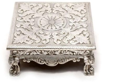 Square Elephant Legs Silver Chowki