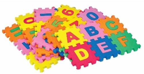 Sqaure ABCD Alphabet Building Block Puzzle Mat, Color : Multicolor