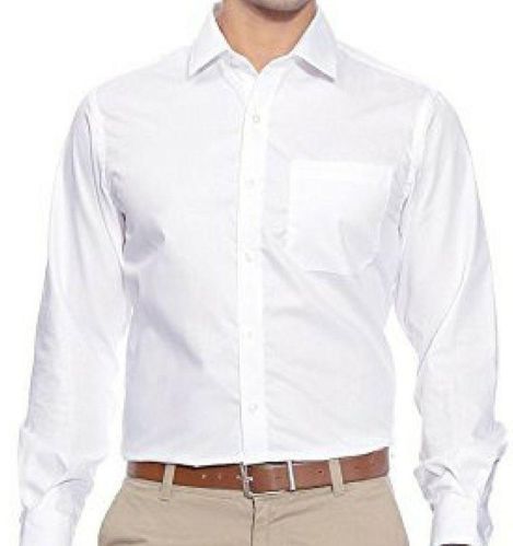 Collar Neck Plain White Mens Shirt, Technics : Machine Made