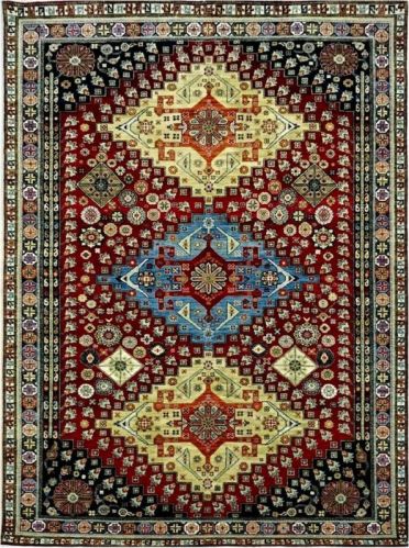 Red Smooth Pure Wool Traditional Rugs, Shape : Rectangular