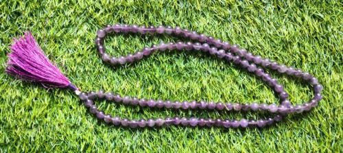 Saini Agate Polished Stone Amethyst Japa Mala For Religious