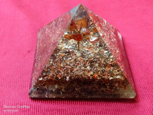 Multicolor Saini Agate Crystal Orgone Pyramid, For Healing, Reki, Home, Decor