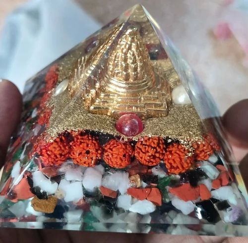 Polished Orgone Multicolor Rudraksha Pyramid, For Healing, Feature : Fine Finishing, Light Weight, Shiny Looks