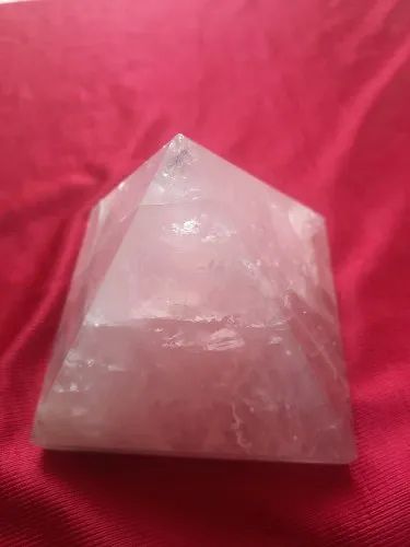 White Saini Agate Polished Rose Quartz Crystal Pyramid, For Love Reki Healing