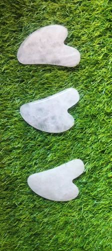 Natural White Saini Agate Manual Rose Quartz Gua Sha, For Massage Healing, Packaging Type : Box