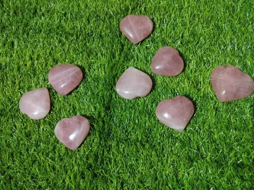 Polished Saini Agate Rose Quartz Puffy Heart For Jewellery Use
