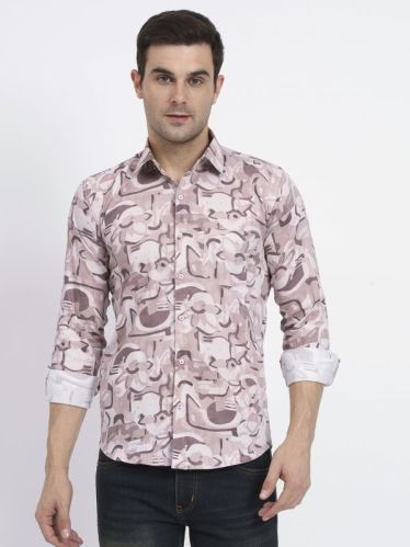 Rosy Brown Majestic Geo-abstract Printed Casual Shirt