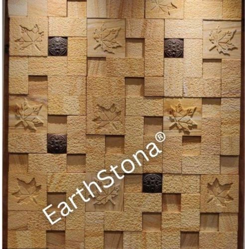 Yellow Leaf Modern Stone Wall Cladding, Size : 30x30cm