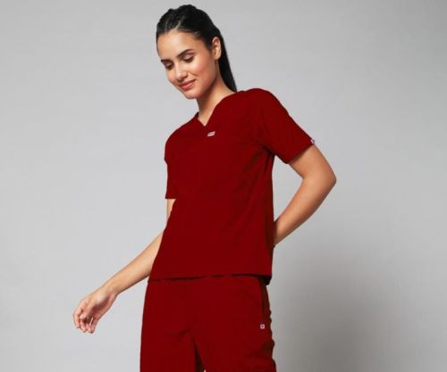 Half Sleeves Women Maroon Essential Medical Scrub Suit, For Clinical, Hospital, Gender : Female