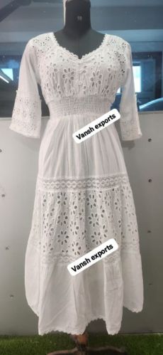 Stripes Cotton Women Party Dress, Size : Free Size