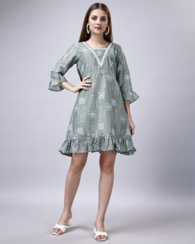 Ladies Cotton Printed One Piece Dress, Size : M(38), L(40), XL(42), XXL(44)