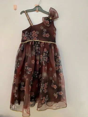 Brown Printed Kids Girls Gown, Feature : Comfortable, Easy Washable, Impeccable Finish, Soft Texture