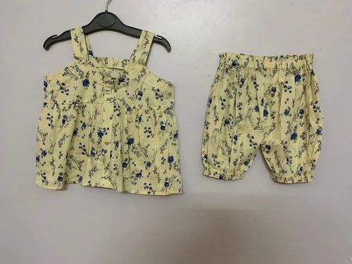 Light Yellow Kids Top Shorts Set, Gender : Girls