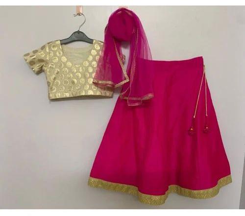 Pink Kids Ghagra Choli Set, Occasion : Festival Wear, Wedding Wear