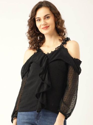 Cotton Plain Ladies Cold Shoulder Top, Feature : Comfortable, Impeccable Finish, Shrink Resistance