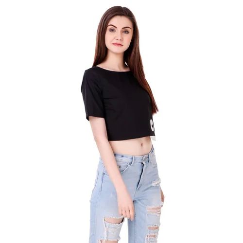 Round Plain Ladies Cotton Crop Top, Feature : Quality Assured